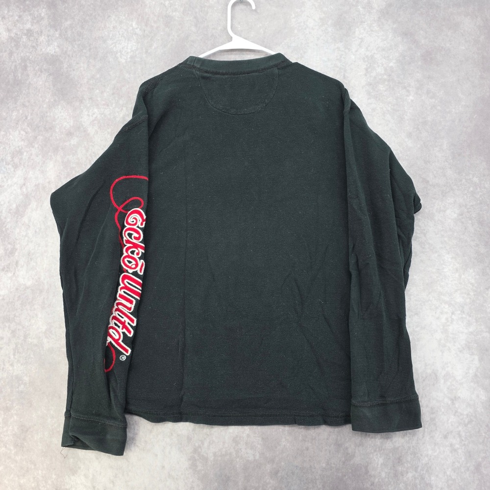Vintage Ecko Unltd Mens L Waffle Knit Thermal Long Sleeve Shirt Black Sleeve Hit - Picture 7 of 9